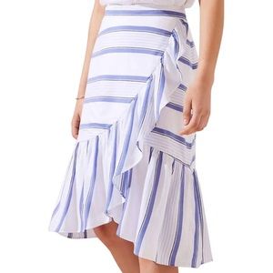 Loft Striped Skirt wit Ruffle Detail